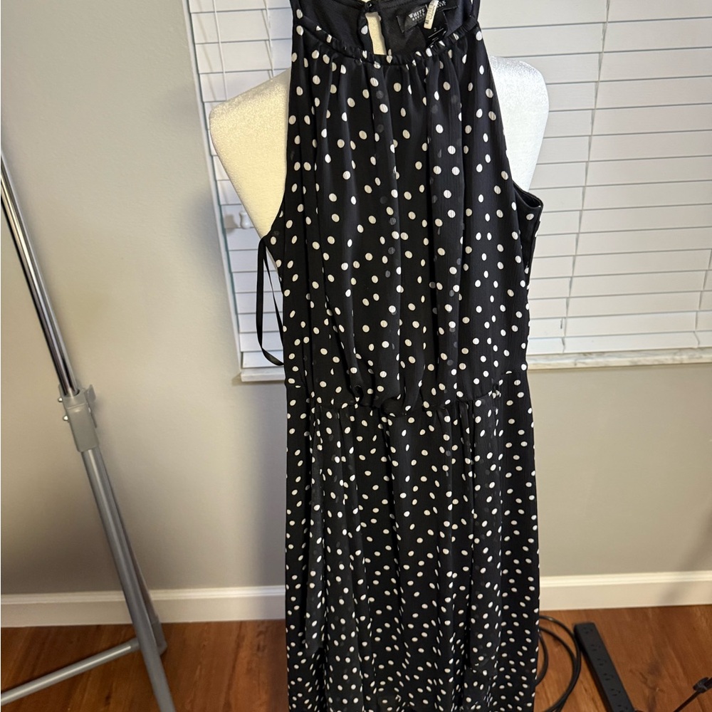 White House Black Market Black and White Polka Dot Maxi Dress